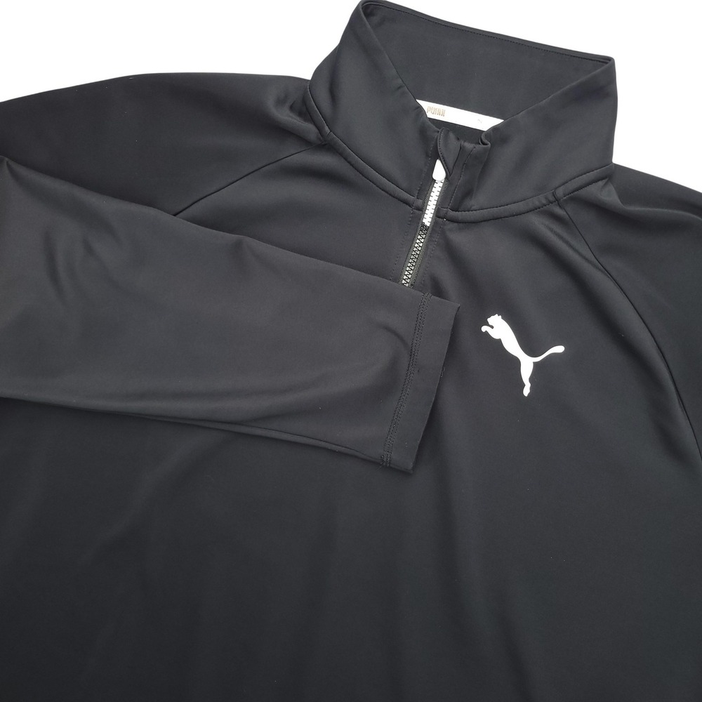 Puma Pullover Mens 2XL‎ Black 1/4 Zip Long Sleeve Stretch Athletic Training Top